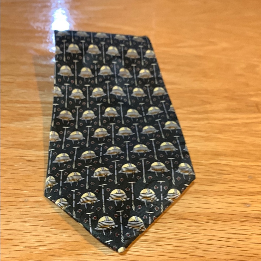 Black and Gold Silk Tie with Geometric Pattern